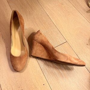 JCrew Wedge Suede Heel in Camel